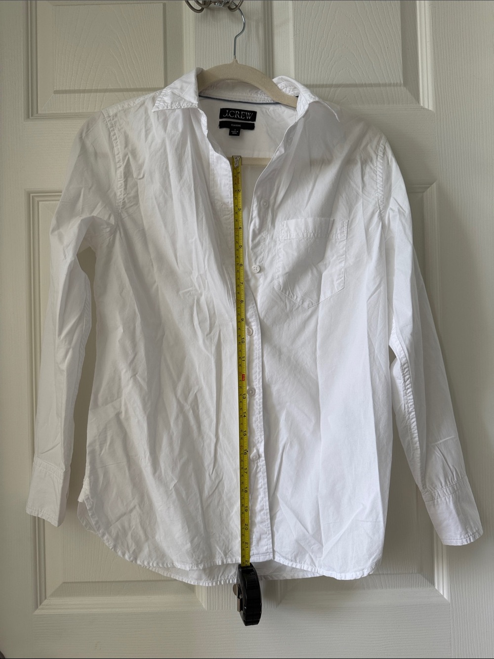 J. Crew White Button-Front Shirt with Black Label - Picture 7 of 9